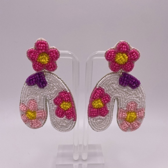 Flower Seed Bead Arch Earrings 20$